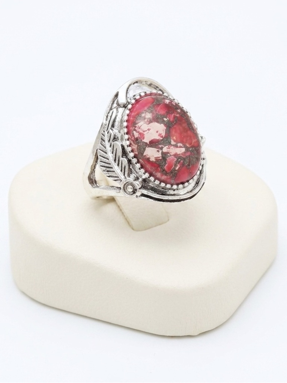 New Sterling Silver Handmade Natural Howlite Polished Stone Rope Unisex Rings
